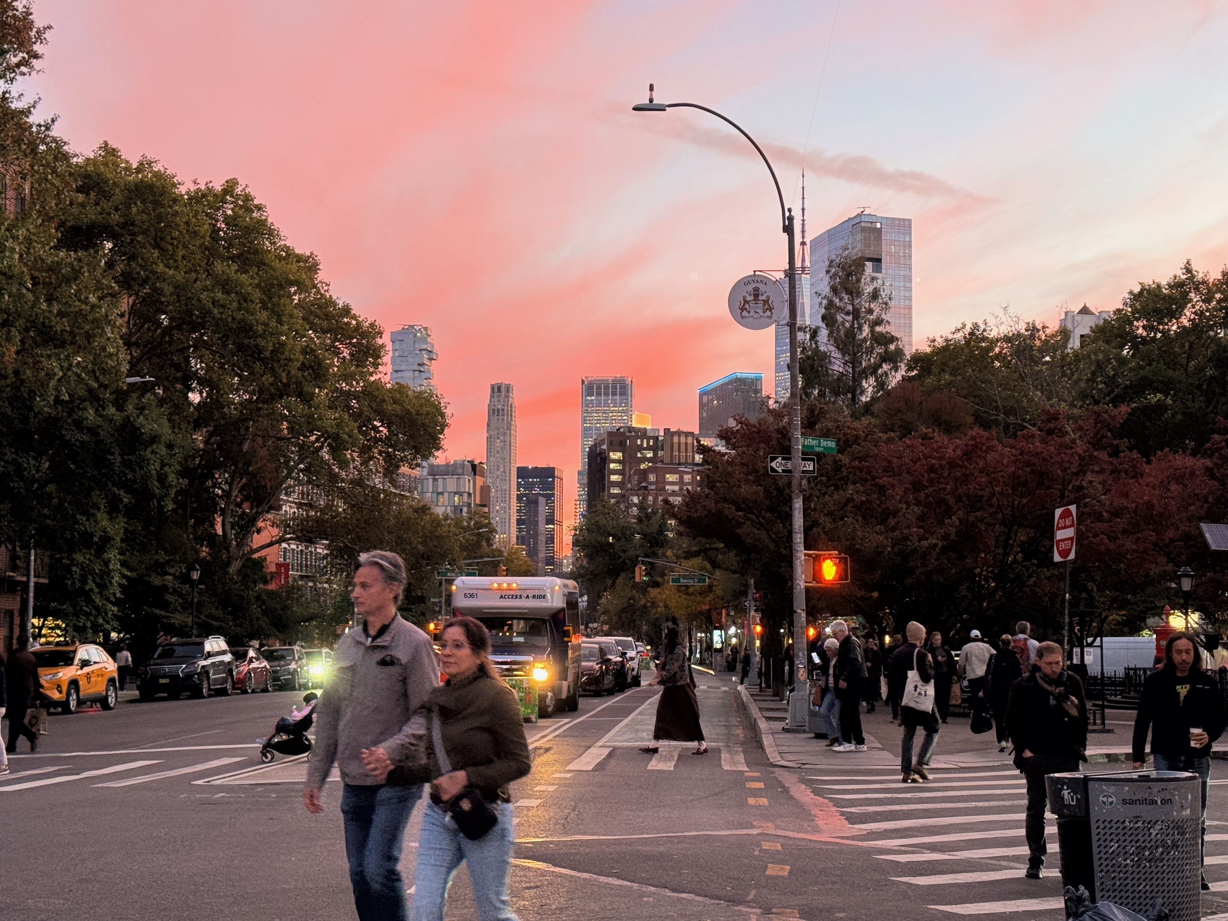 Red sky over Greenwich Village